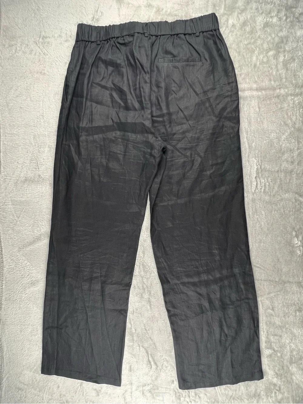 Quince 100% European Linen Wide Leg Pant Womens Size 12 Elastic Waist High Rise
